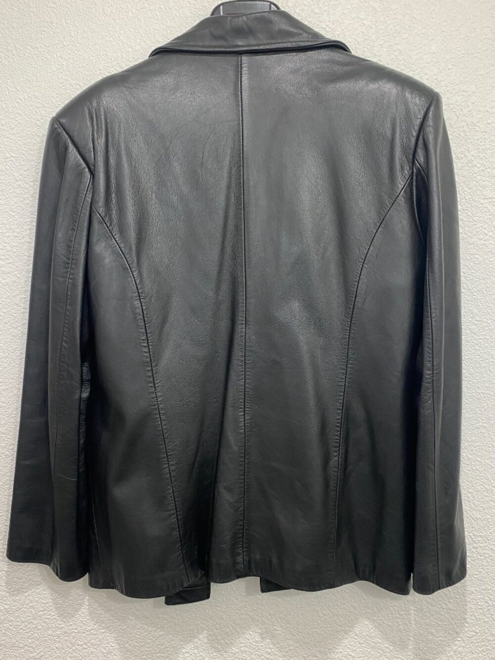 ROSEL Vintage Leather Open Front Blazer Trench 90s Matrix Black XXL - Picture 3 of 10